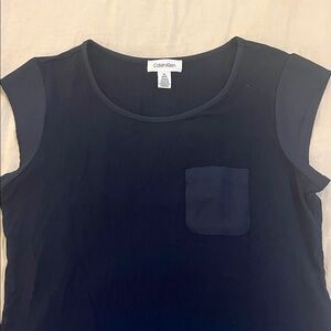 Calvin Klein navy Top with Pocket and flutter sleeve details